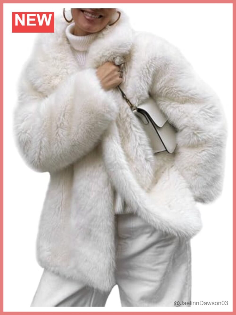 Faux Fur Coat Long Warm Fluffy Jacket Shawl Collar Snap Button